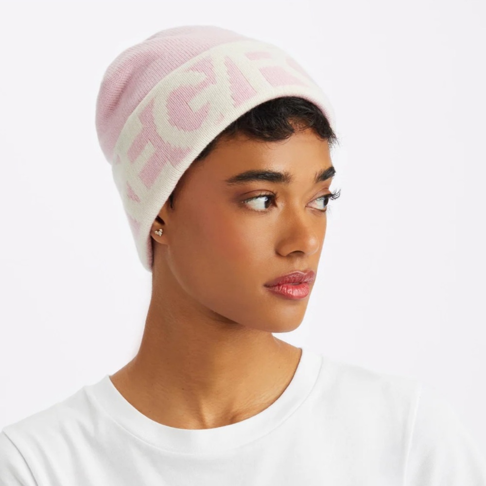 G/FORE Logo Beanie Cameo pink cashmere blend
